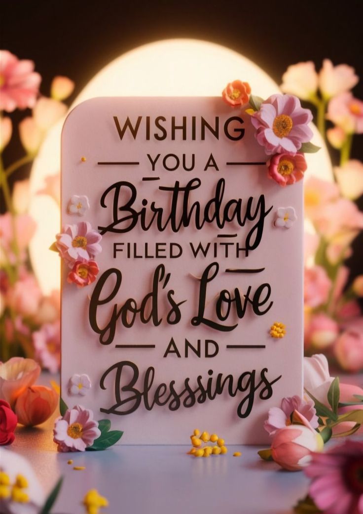 a birthday card with the words wishing you a birthday filled with god's love and blessing