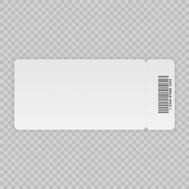 an empty white ticket with a barcode on the front and back side, isolated against a checkered background