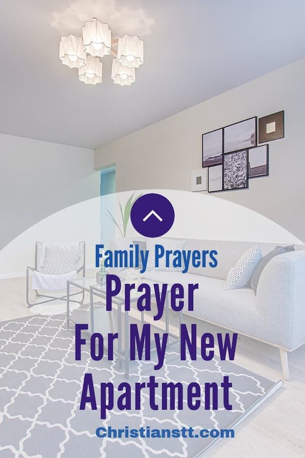 a living room with the words family prays prayer for my new apartment on it