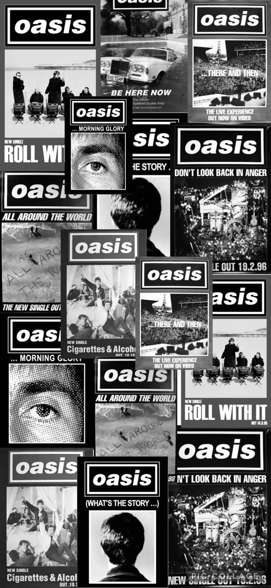 an advertisement for oasis with various images and words