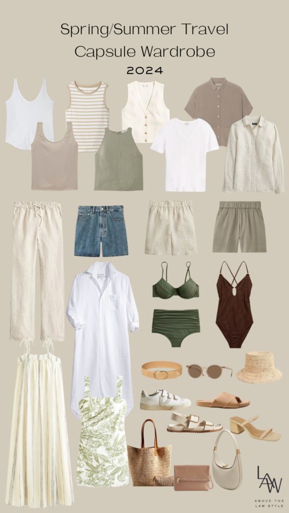 Travel Capsule Wardrobe Summer Greece, 2024 Capsule Wardrobe Summer, Capsule Wardrobe 2024 Spring Summer, Europe Beach Outfits, Vacation Capsule Wardrobe 2024, Capsule Summer Wardrobe 2024, Summer Travel Capsule Wardrobe 2024, Washington Dc Summer Outfits, Capsule Wardrobe Summer 2024