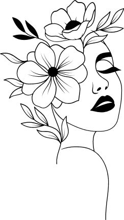 a woman's face with flowers in her hair, and the words beauty on it