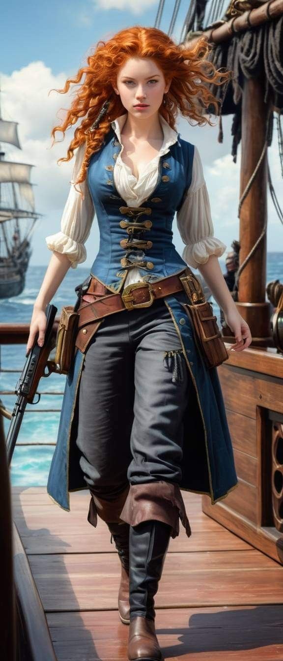 Dnd Sailor Female, Captain Jack Sparrow Outfit, Pirate Larp Female, Female Pirate Dress, Female Pirate Outfit Design, Halloween Female Costumes Ideas, Pirate Fashion Women, Pirate Female Outfits, Black Pirate Woman