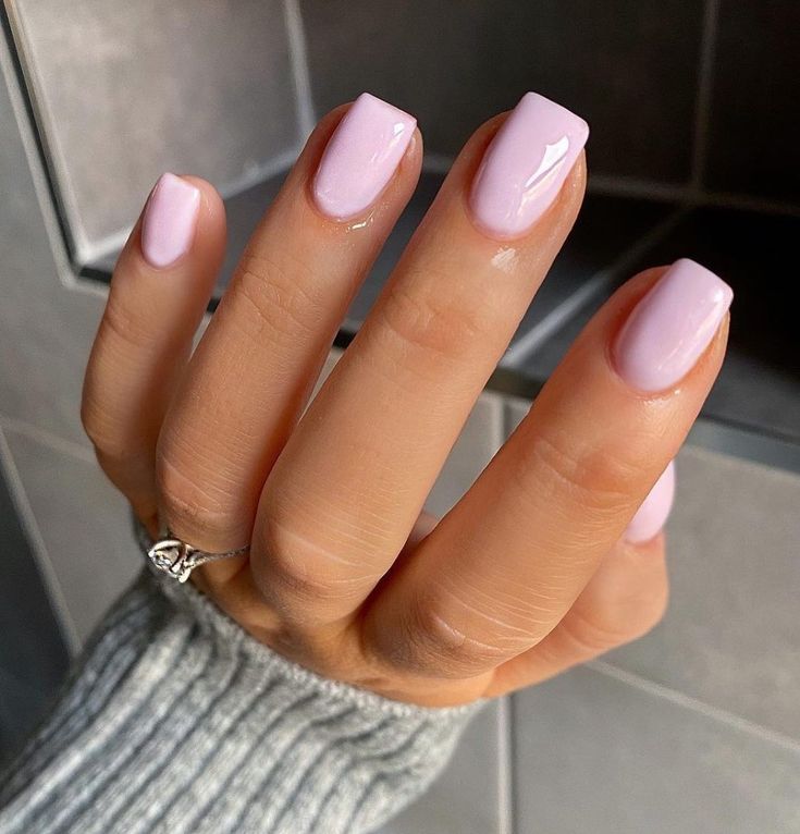 Short Square Pastel Nails, Plain Biab Nails, Baby Pink Ombre Nails, Plain Simple Nails, Short Baby Pink Nails, Milk Pink Nails, Solid Color Acrylic Nails, Milky Nails, Plain Nails