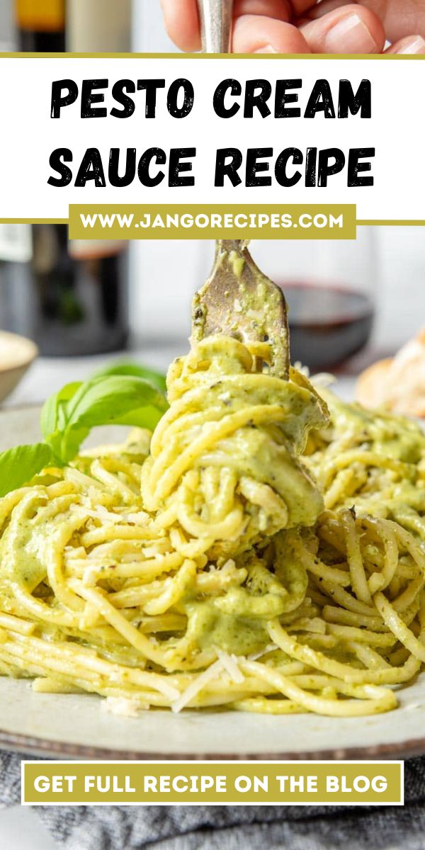 pesto cream sauce recipe on the blog