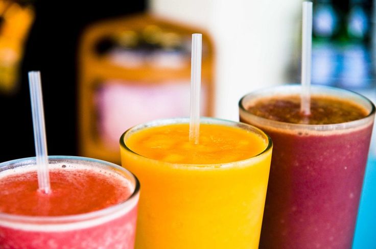 three smoothies are lined up on a table with straws in each glass and the words how to make kid - friendly healthy smoothies