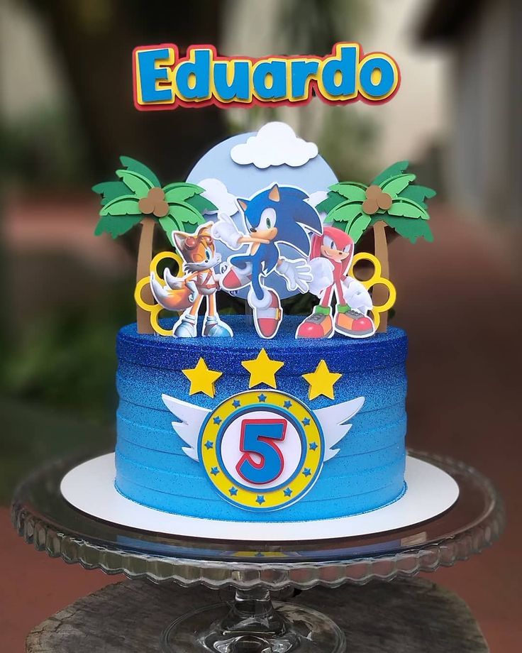 a sonic the hedgehog themed birthday cake