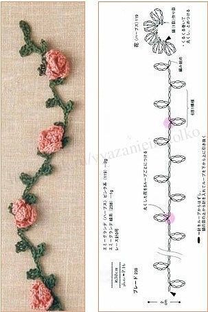 crochet rose pattern and instructions to make it look like an old book page