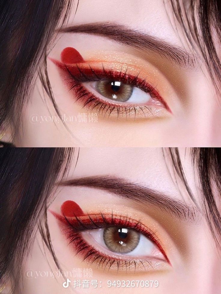 Vox Akuma Eye Makeup, Vox Akuma Makeup, Red Fox Eye Makeup, Red Fox Makeup, Anime Boy Tutorial, Makeup Looks Anime, Makeup Ideas Anime, Makeup Looks Cosplay, Cosplay Makeup Tips