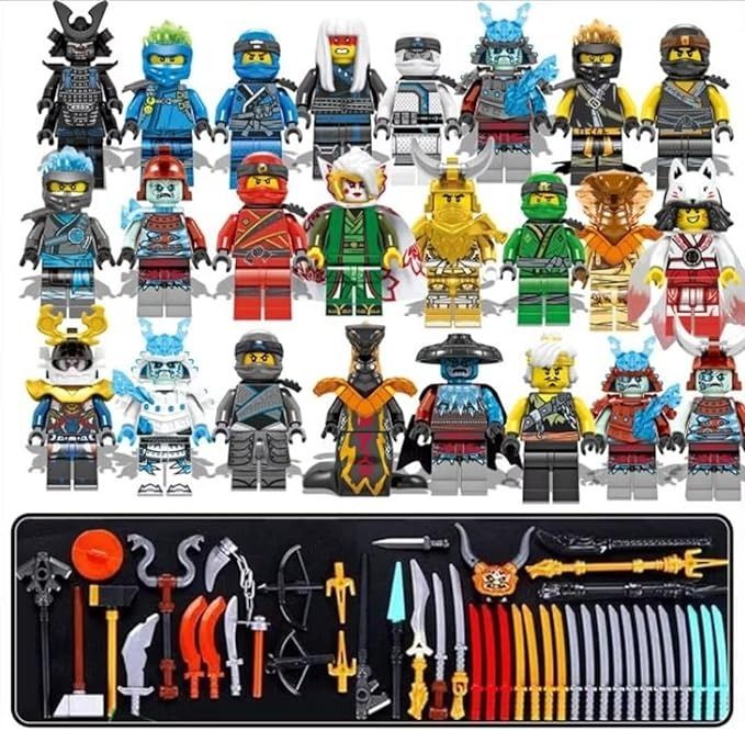 Amazon.com: 24 Pack Mini Ninja Fig Sets with Luxury Weapons Gift Box,Characters Toys for Boys Girls Collection Chrismas Decor(02) : Toys & Games Lego Ninjago Figures, Ninja Toys, Ninja Action Figures, Best Lego Sets, Lego Custom Minifigures, Kids Blocks, Girls Collection, Building Blocks Toys, Block Toys