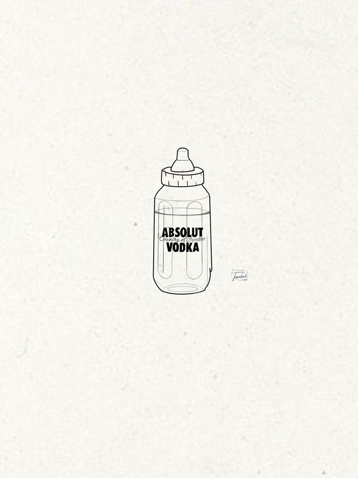 a bottle with the words absolut vodka on it is shown in black and white