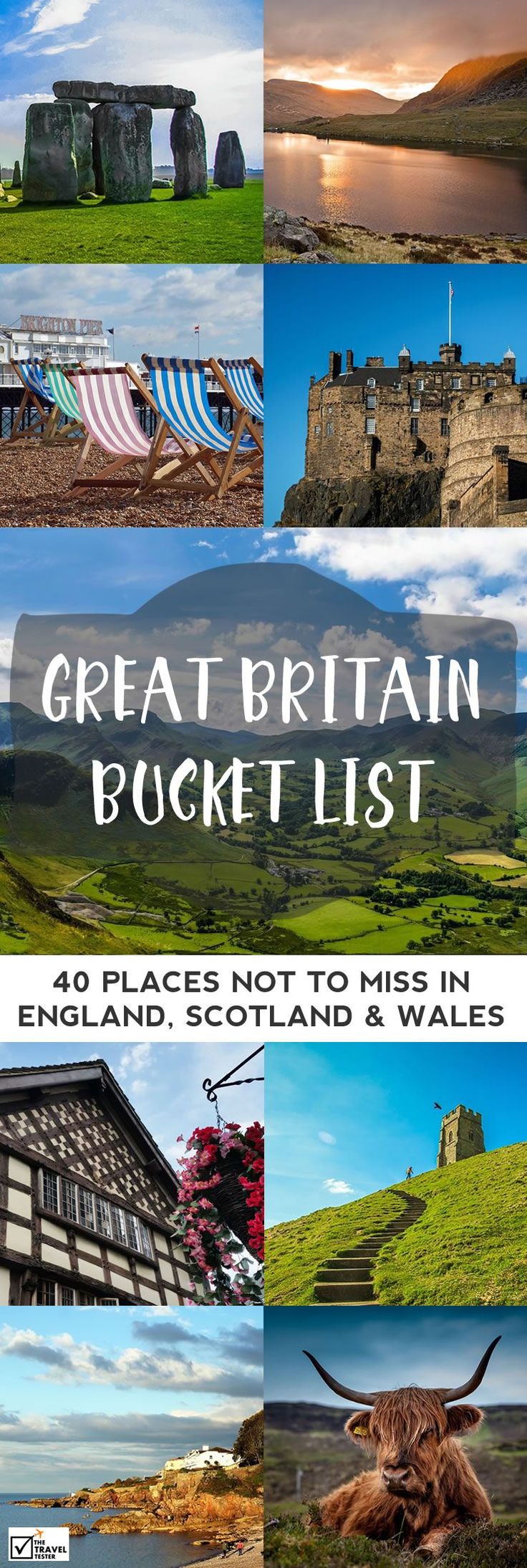 the great britain bucket list is shown in several different pictures, including buildings and mountains