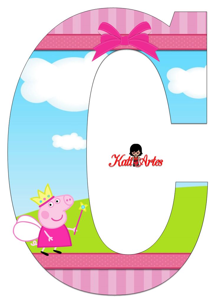 the letter g with pepo and princess pig on it