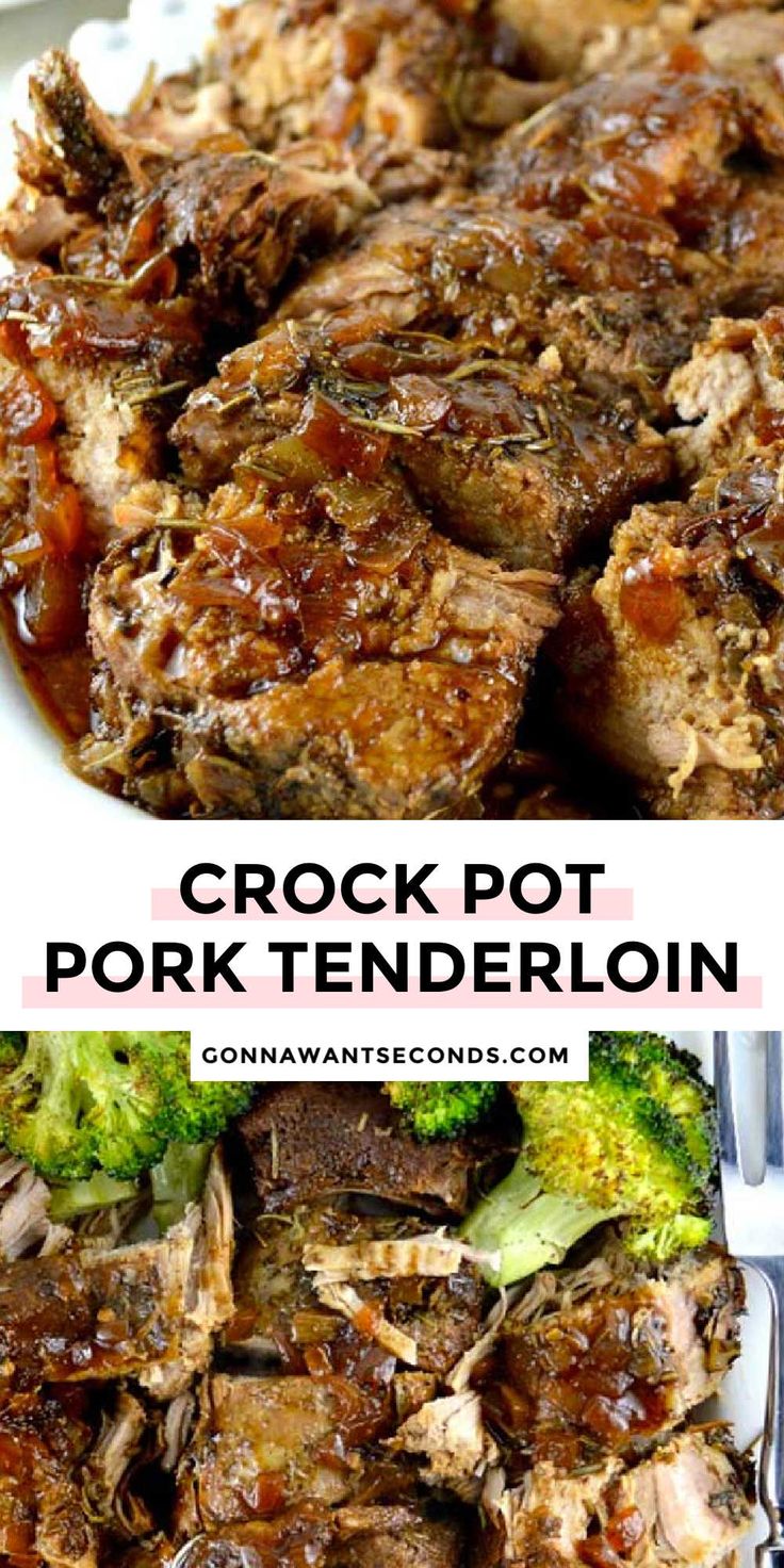 crock pot pork tenderloin with broccoli on the side