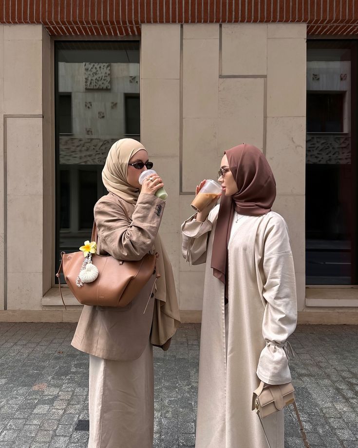 fav beige shades🤎🧋🏹✨ summer outfit, beige lovers, abaya, modest fashion, hijabi, Pinterest style, modesty, polene bag, summer vibes, hijab outfit, autumn vibes Autumn Hijabi Outfits, Hijabi Autumn Outfits, Modest Photoshoot, Beige Hijab Outfit, Duo Bestie, Beige Hijab, Taupe Outfit, Modest Hijabi Outfits, Polene Bag