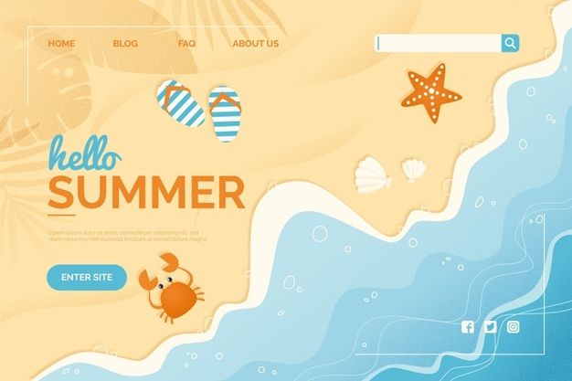 an image of a beach scene with the words hello summer on it