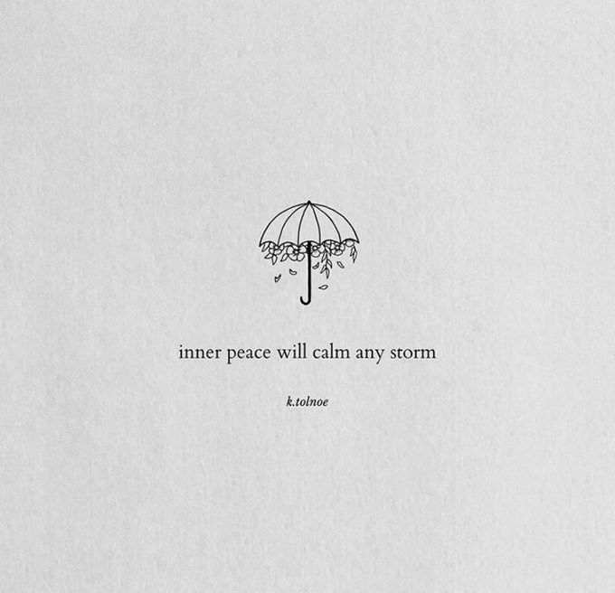 an umbrella with the words inner peace will calm any storm