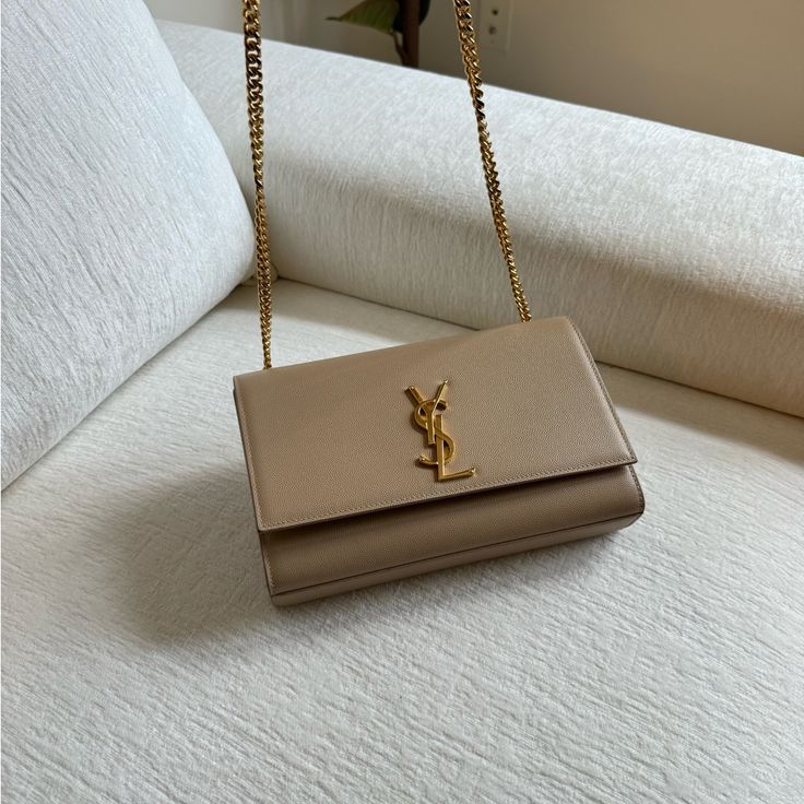 Brand New With Dust Bag! Small Ysl Crossbody Bag, Ysl Kate Bag Beige, Tan Ysl Bag, Cream Ysl Bag, Ysl Bag Subtle, Ysl Crossbody, Ysl Crossbody Bag, Ysl Kate, Aesthetic Core