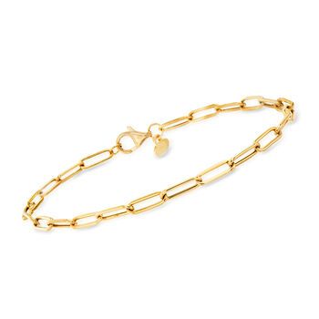 Ross-Simons - Italian 18kt Yellow Gold Paper Clip Link Bracelet. 7". You're always sure to shine while you're wearing gold! Crafted in Italy, 18kt yellow gold paper clip links wrap the wrist, creating this on-trend design. A perfect everyday bracelet for your collection. Lobster clasp, 18kt yellow gold paper clip link bracelet. Gold Woven Bracelet, Paper Clip Bracelet, Essential Jewelry, Silver Wrap Bracelet, Twisted Bangle, Trending Bracelets, Sterling Silver Bead Bracelet, Everyday Bracelet, Yellow Gold Bangle