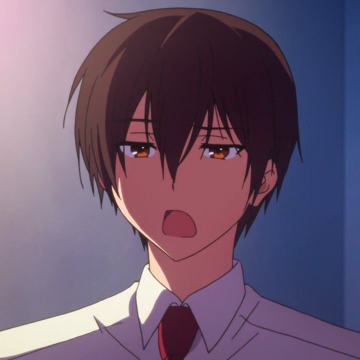 an anime character with his tongue out looking at the camera while wearing a suit and tie