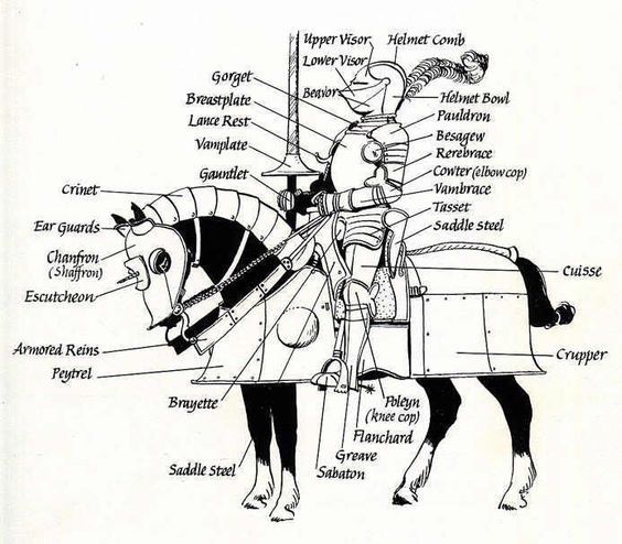 an old diagram shows the parts of a man riding on a horse and labeled in english