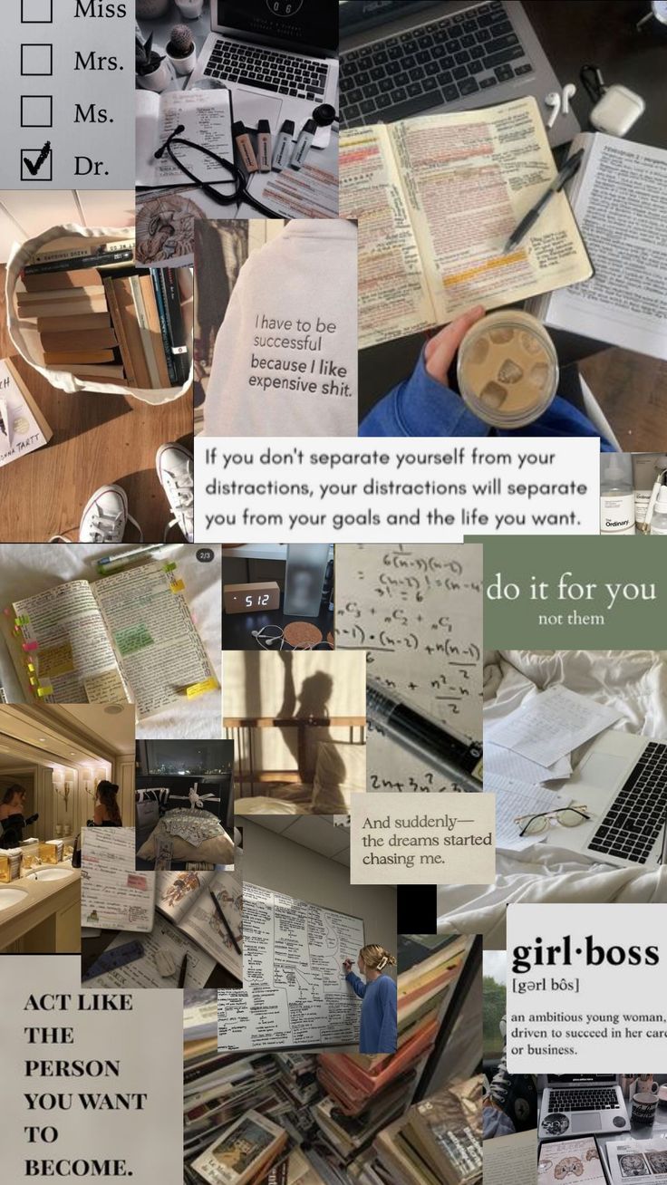 a collage of photos with words and pictures on them, including an open laptop