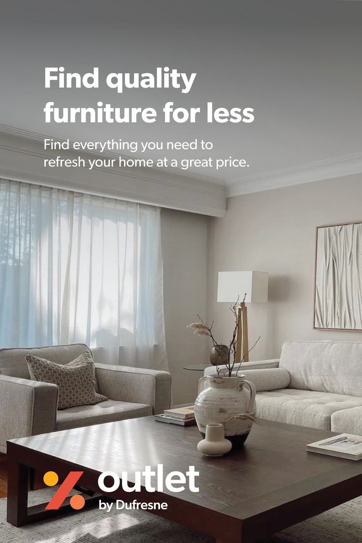 a living room filled with furniture and a quote about how to find the best furniture for your home