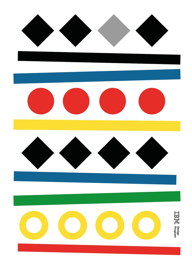 a poster with different shapes and colors