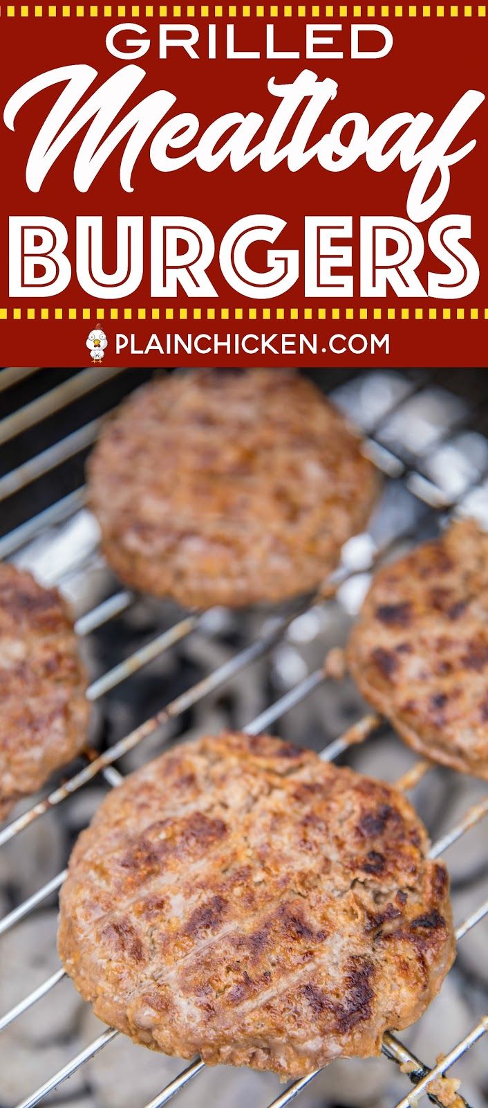 grilled meatloaf burgers on the grill with text overlay