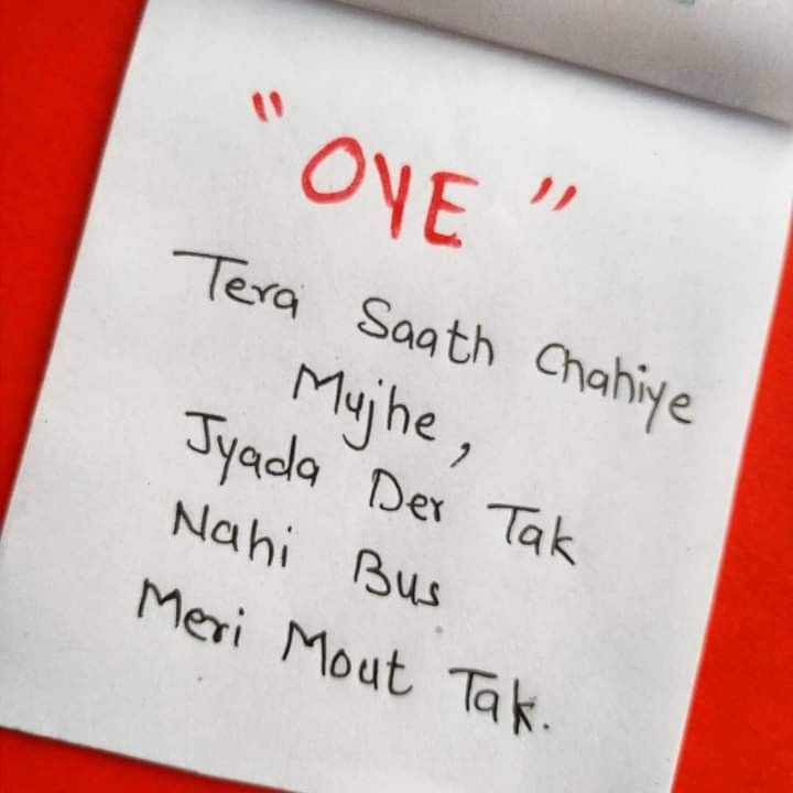 a piece of paper with writing on it that says, one tea saath chahiye