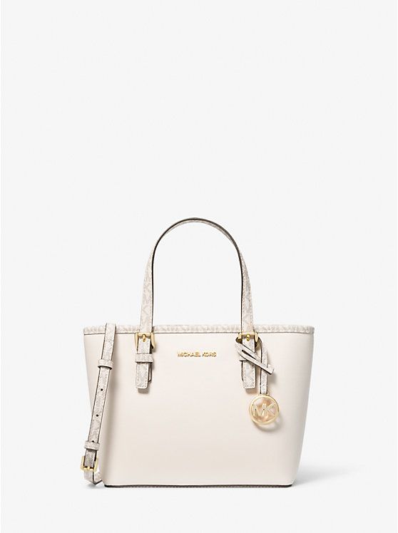 Jet Set Travel Extra-Small Top-Zip Tote Bag | Michael Kors Convertible Tote Bag, Michael Kors Tote Bags, Carryall Tote, Small Tote Bag, Zip Tote, Light Cream, Small Tote, Kors Jet Set, Hand Bags