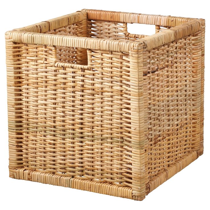 an empty wicker basket on a white background