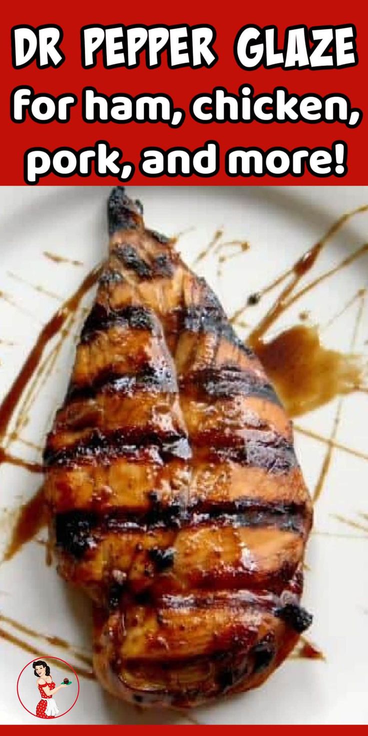 a grilled pork on a plate with dr pepper glaze