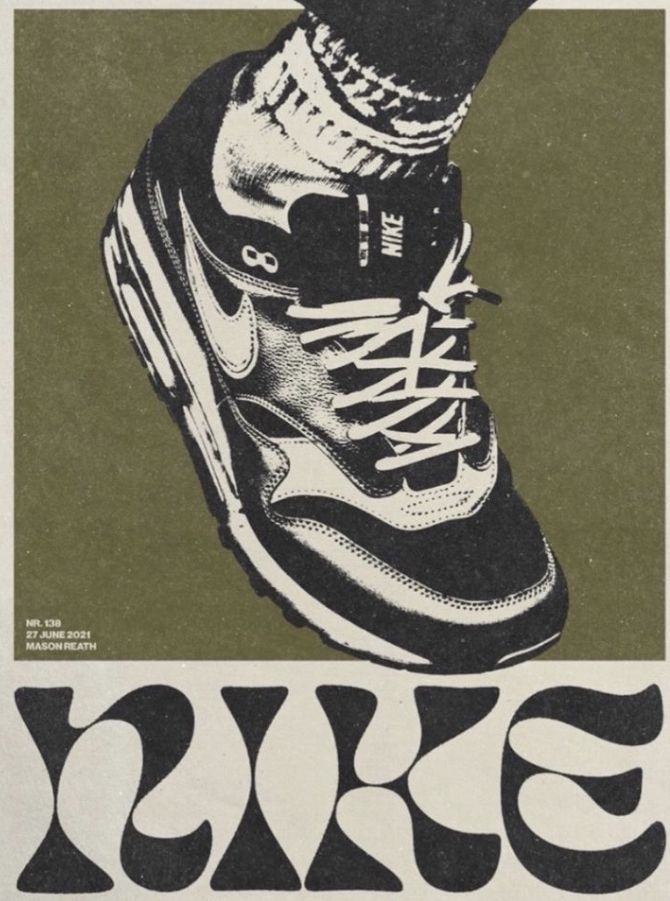 an advertisement for nike's sneakers is shown in black, white and green colors