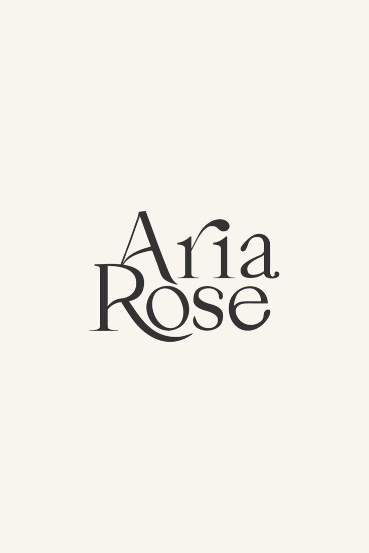 the word aria rose written in black on a white background