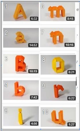 the instructions to make an origami letter with numbers and letters that are in different colors