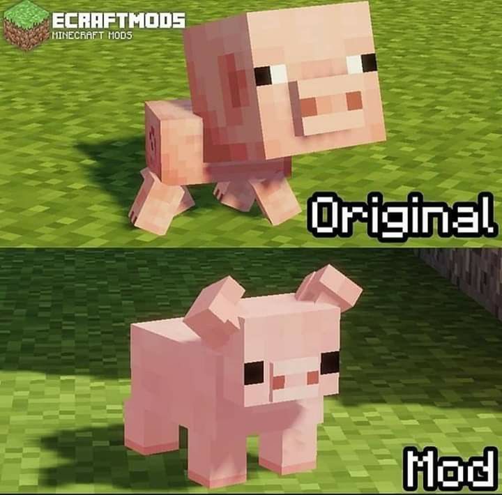 two different pictures of an animal in minecraft