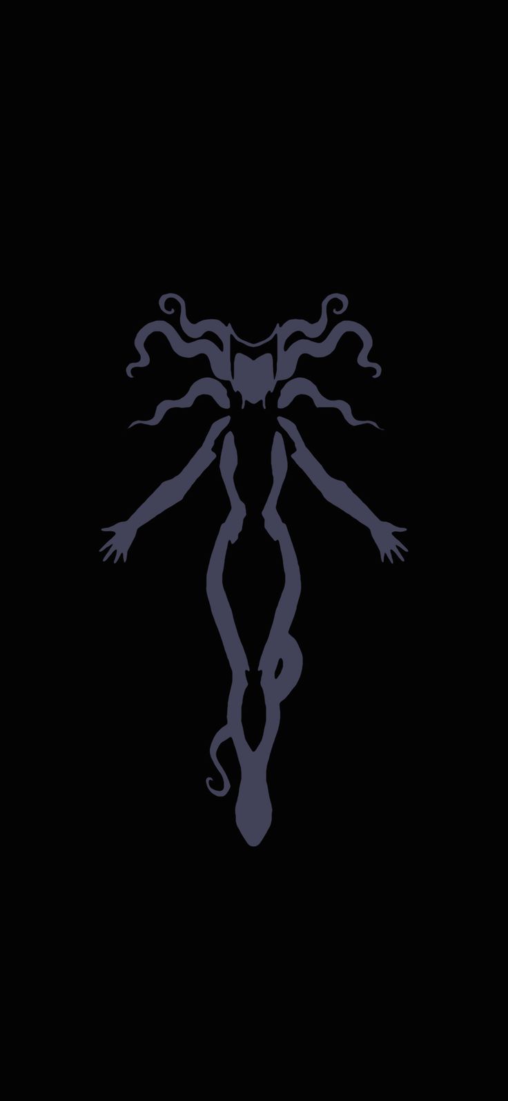 the silhouette of a woman with her arms spread out and hands extended in front of her body