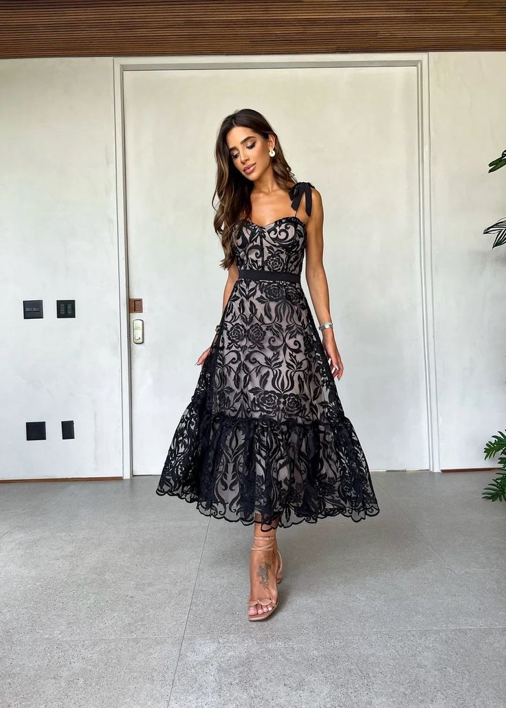 Sleeveless Midi Dress, Komplette Outfits, Midi Dress Sleeveless, Types Of Dresses, Buy Dress, Black Midi Dress, Retro Dress, Casual Fits, Black Print