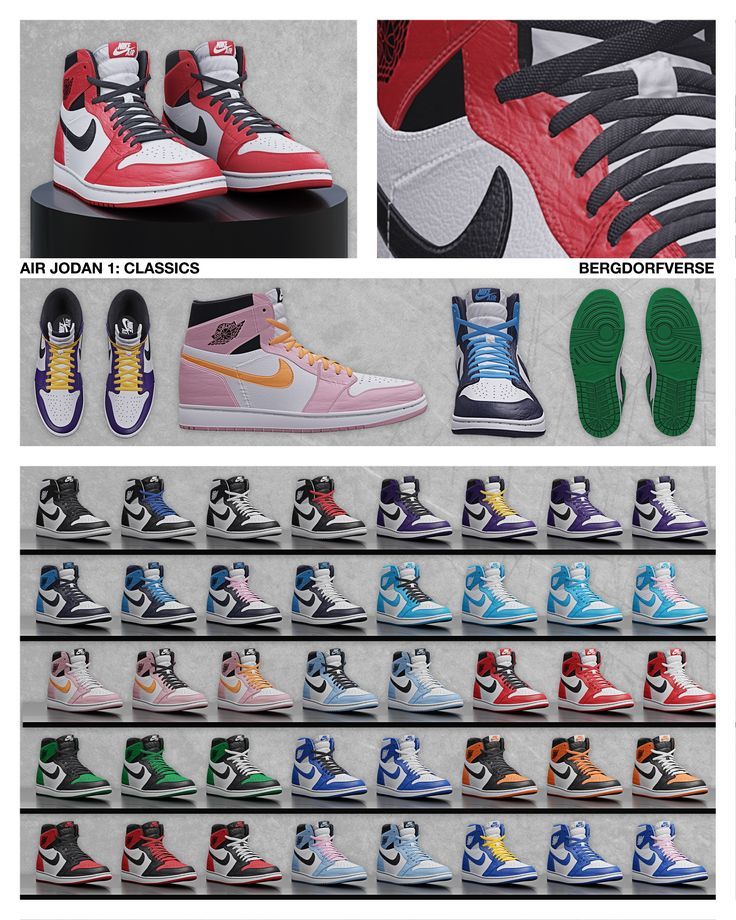 several different types of shoes are shown in this collage with the same color scheme