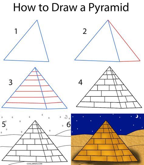 how to draw a pyramid step by step instructions for kids and beginners with pictures