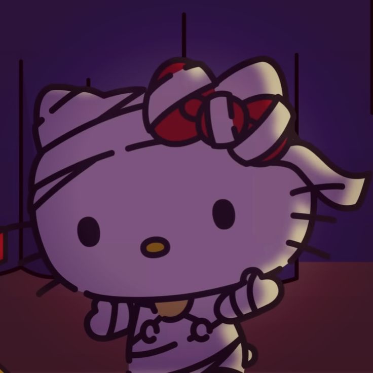 an animated hello kitty with a bow on her head