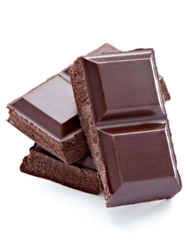 three pieces of chocolate are stacked on top of each other, with one piece cut in half