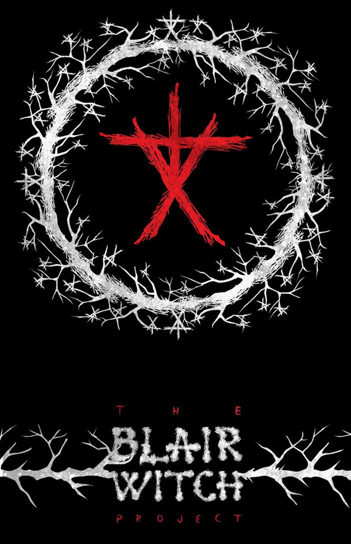 the black witch project logo on a black background with barbed wire and a red cross