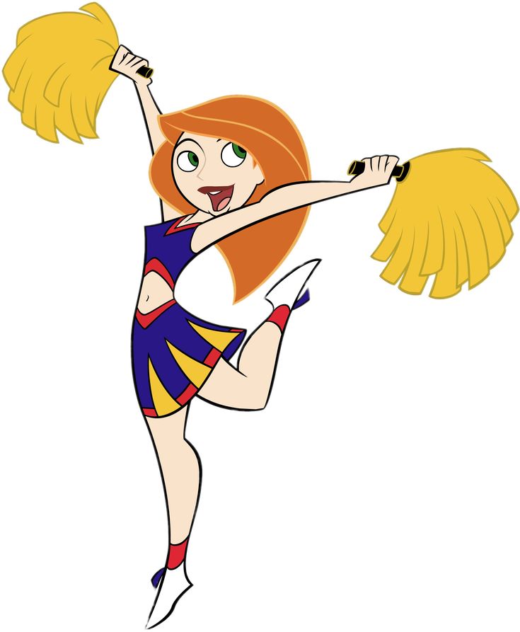 a cartoon girl in a cheerleader outfit is holding a pom - pom