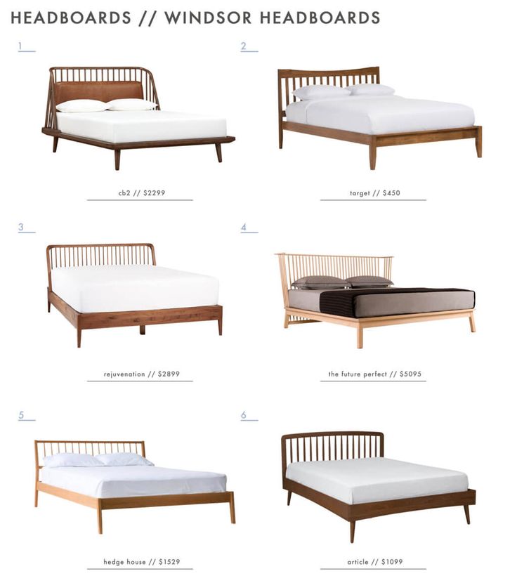 four different types of bed frames and headboards