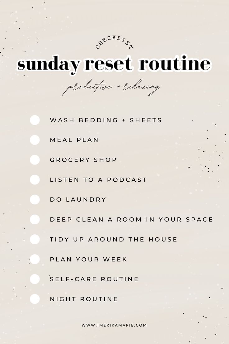 sunday reset routine checklist Night Routine For School, Reset Routine Checklist, Sunday Night Routine, Sunday Reset Routine, Sunday Rest, Importance Of Self Care, Reset Routine, Sunday Reset, Sunday Routine