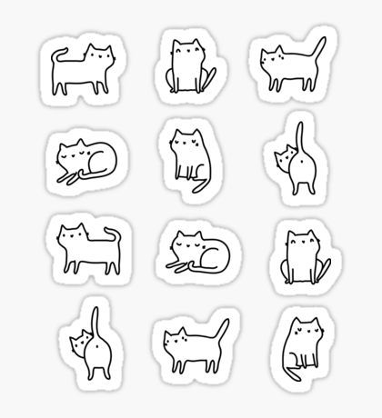 a set of cats stickers sitting on top of each other