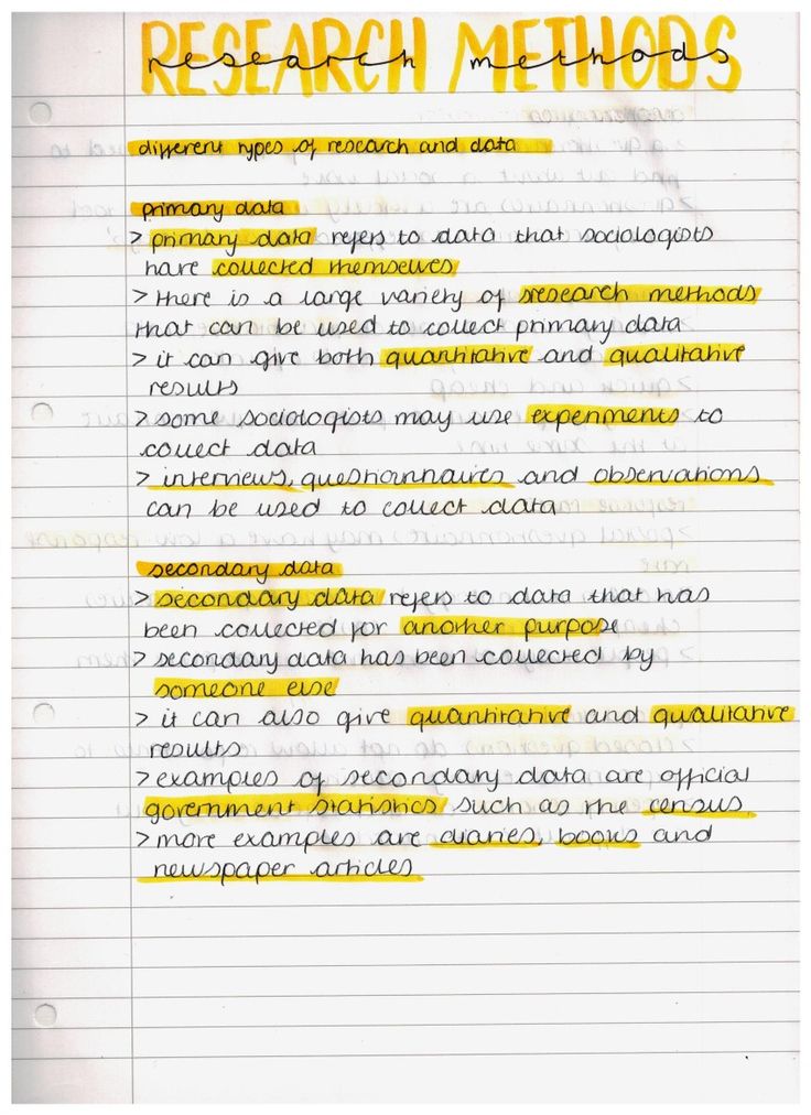 a piece of paper with yellow writing on it and the words research method written in large letters