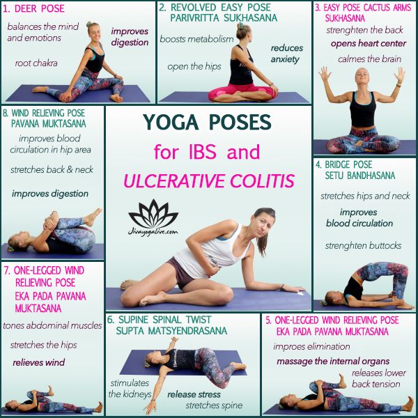 yoga poses for ibs and ulcerative collis with pictures on the side